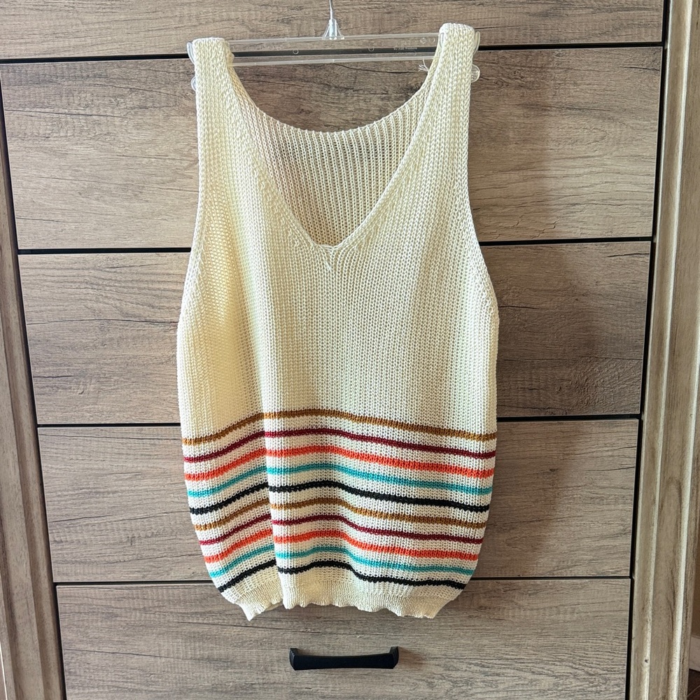 Striped Knit Sleeveless Top